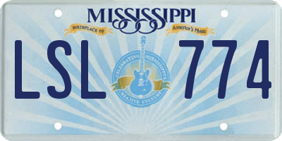 MS license plate LSL774