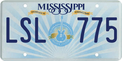 MS license plate LSL775