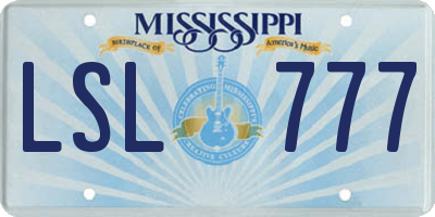 MS license plate LSL777