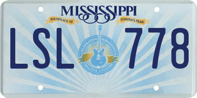 MS license plate LSL778