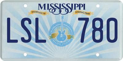 MS license plate LSL780