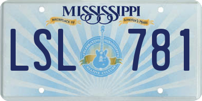 MS license plate LSL781