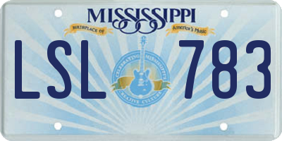 MS license plate LSL783