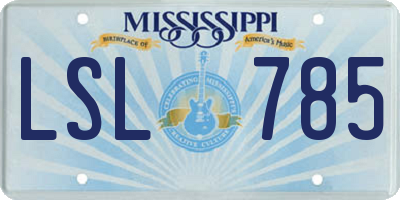MS license plate LSL785