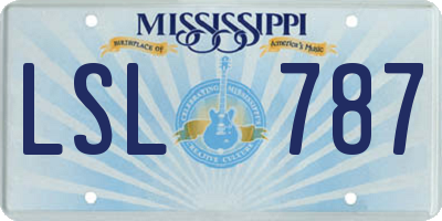 MS license plate LSL787