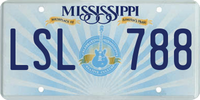 MS license plate LSL788