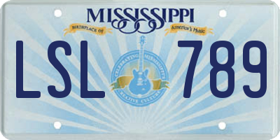 MS license plate LSL789