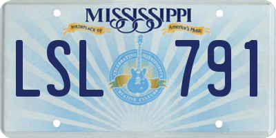 MS license plate LSL791