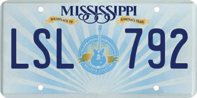 MS license plate LSL792