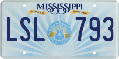 MS license plate LSL793