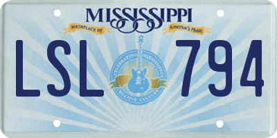 MS license plate LSL794