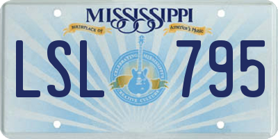 MS license plate LSL795