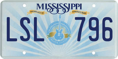 MS license plate LSL796