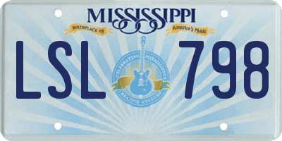 MS license plate LSL798