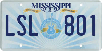 MS license plate LSL801