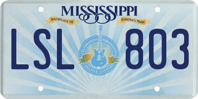 MS license plate LSL803