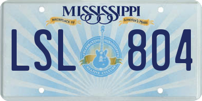 MS license plate LSL804