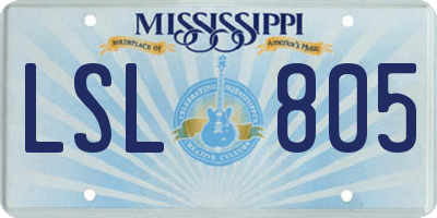 MS license plate LSL805