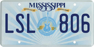 MS license plate LSL806