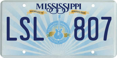 MS license plate LSL807