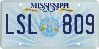 MS license plate LSL809