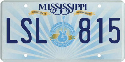 MS license plate LSL815
