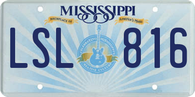 MS license plate LSL816