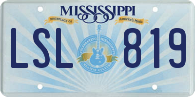 MS license plate LSL819