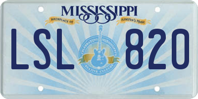 MS license plate LSL820