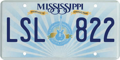MS license plate LSL822