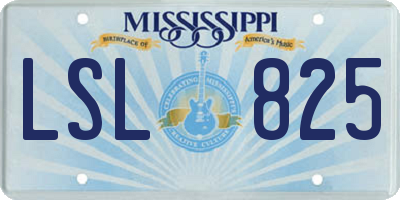 MS license plate LSL825