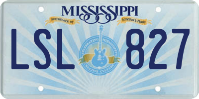 MS license plate LSL827