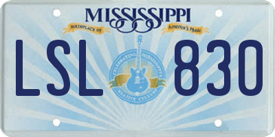 MS license plate LSL830