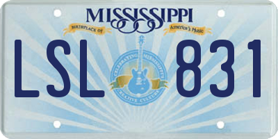 MS license plate LSL831