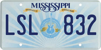 MS license plate LSL832