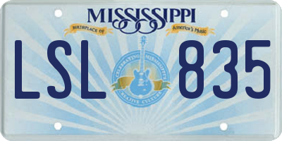 MS license plate LSL835