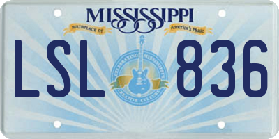 MS license plate LSL836