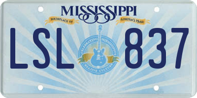 MS license plate LSL837