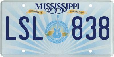 MS license plate LSL838