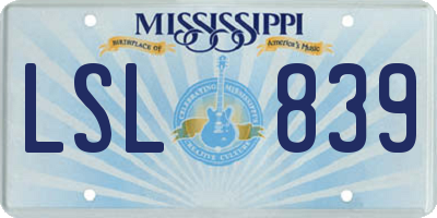 MS license plate LSL839