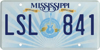MS license plate LSL841