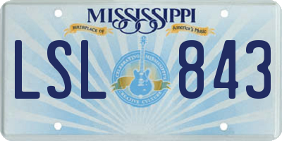 MS license plate LSL843