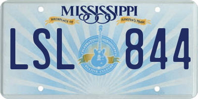 MS license plate LSL844