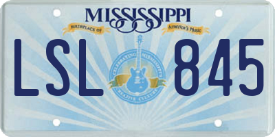 MS license plate LSL845