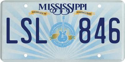 MS license plate LSL846