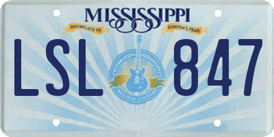 MS license plate LSL847
