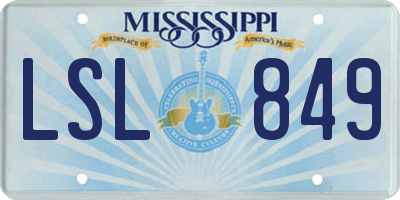 MS license plate LSL849