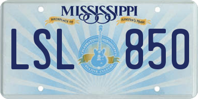 MS license plate LSL850