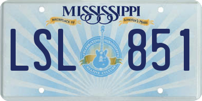 MS license plate LSL851