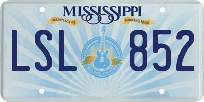 MS license plate LSL852
